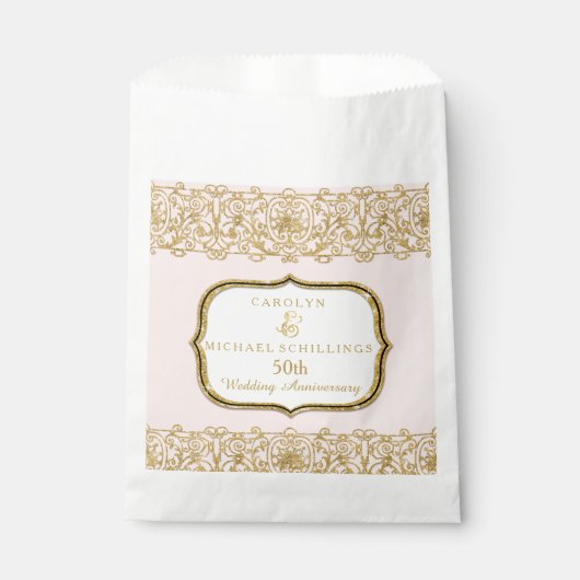50e gouden bruiloft Jubileum roze viering Bedankzakje (Voorkant)
