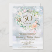 50e gouden bruiloft Jubileum winterbloemen Kaart (Voorkant)