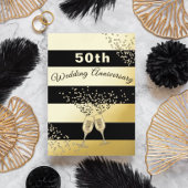 50e gouden bruiloft Jubileum zwart chique elegant Folie Uitnodiging