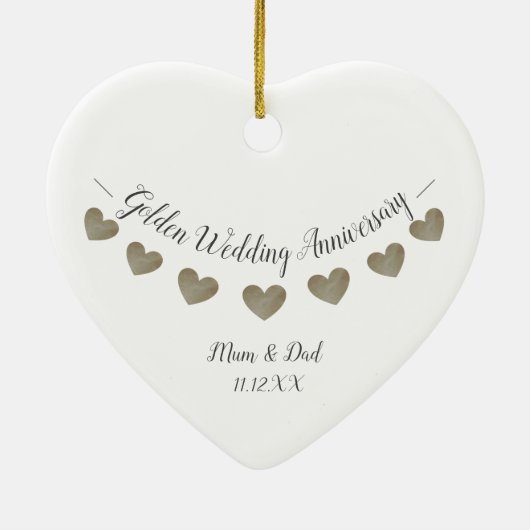 50e gouden bruiloft keramisch ornament (Achterkant)