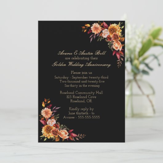 50e gouden bruiloft uitnodiging (Staand voorkant)