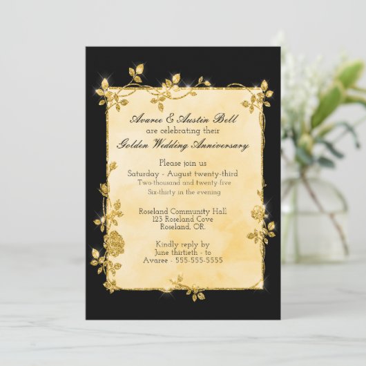 50e gouden bruiloft uitnodiging (Staand voorkant)