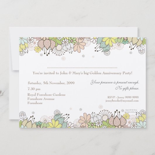 50e Gouden Bruiloft Uitnodiging Foto (Achterkant)