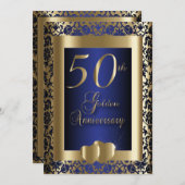 50e Gouden en Blauwe Huwelijksverjaardag Kaart (Voorkant / Achterkant)
