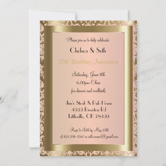 50e gouden en rozen huwelijksjubileum | doe-het-ze kaart (Achterkant)