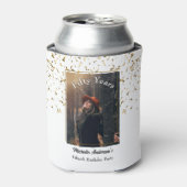 50e Gouden Glitter Foto Verjaardagsfeest Blikjeskoeler (Blikje Voorkant)