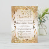 50e Gouden Glitter Huwelijksjubileum | Doe-het-zel Kaart (Staand voorkant)