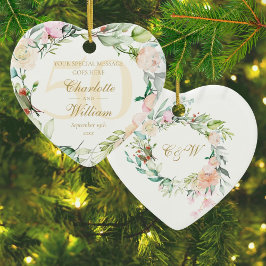 50e gouden huwelijksjubileum bloemenmonogram keramisch ornament
