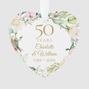 50e gouden huwelijksjubileum bloemrijke foto ornament