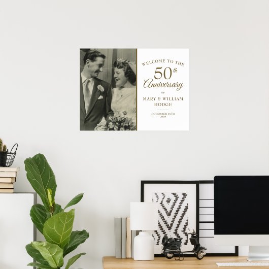50e gouden huwelijksjubileum foto welkom bord poster (Thuiskantoor)