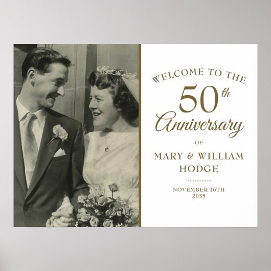 50e gouden huwelijksjubileum foto welkom bord poster (Voorkant)