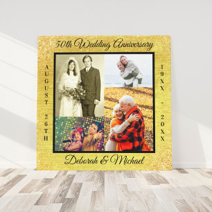 50e gouden huwelijksjubileum gepersonaliseerde fot canvas afdruk
