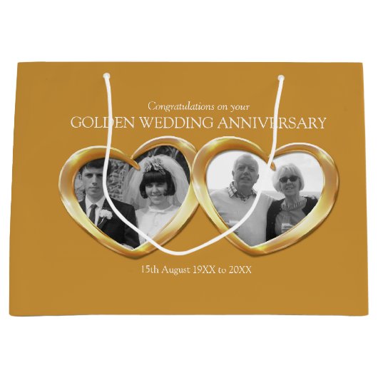 50e gouden huwelijksjubileum geschenktas groot cadeauzakje (Voorkant)