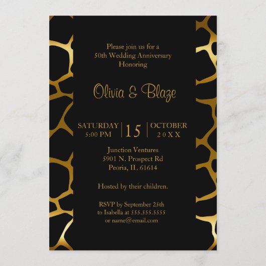 50e gouden huwelijksjubileum | Giraffe motief Kaart (Achterkant)