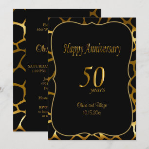 50e gouden huwelijksjubileum Giraffe-patroon Kaart