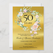 50e gouden huwelijksjubileum Goud Folie Bloem Save The Date (Voorkant)
