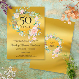 50e gouden huwelijksjubileum Goud Folie Bloem Save The Date