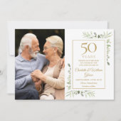 50e gouden huwelijksjubileum groen 2 foto's save the date (Voorkant)