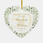 50e gouden huwelijksjubileum groen monogram keramisch ornament (Voorkant)