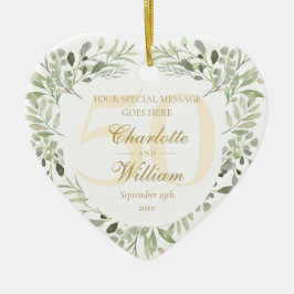 50e gouden huwelijksjubileum groen monogram keramisch ornament