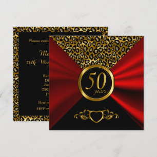 50e gouden huwelijksjubileum   Luipaardpatroon Kaart