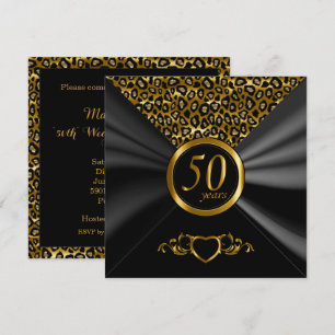 50e gouden huwelijksjubileum   Luipaardpatroon Kaart