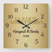 50e gouden huwelijksjubileum Naam Vierkante Klok (Voorkant)