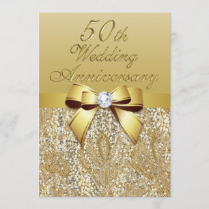 50e Gouden Huwelijksjubileum Neppe Boog Pailletten Kaart