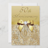 50e gouden huwelijksjubileum nepsequins en strik kaart (Voorkant)