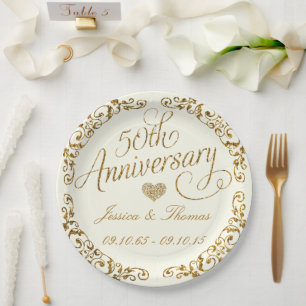 50e gouden huwelijksjubileum papieren bord