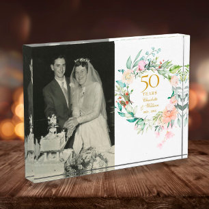 50e gouden huwelijksjubileum Rozen Bloemen Fotoblokken