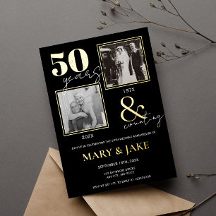 50e gouden huwelijksjubileum Toen & Nu Folie Uitnodiging