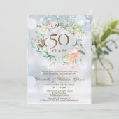 50e gouden huwelijksjubileum Winterbloem Kaart (Staand voorkant)