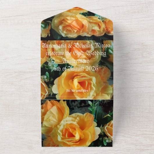 50e gouden huwelijksuitnodiging all in one uitnodiging (Buitenkant)
