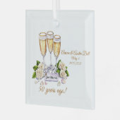 50e Gouden Huwelijksverjaardag Glas Ornament (Voorkant links)