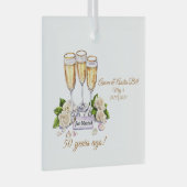 50e Gouden Huwelijksverjaardag Glas Ornament (Voorkant Rechts)