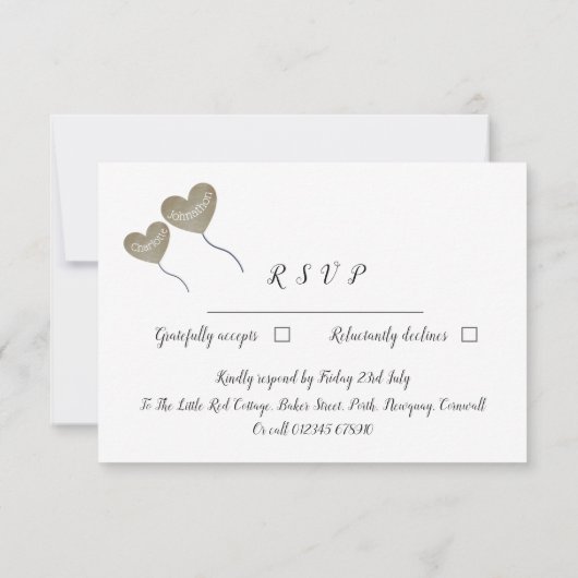 50e Gouden huwelijksverjaardag gouden hartballon RSVP Kaartje (Achterkant)