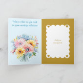 50e Gouden Jubilea Bloemen Blauw Kaart (Binnen)