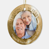 50e gouden Jubileum, 2-zijdig 2-fotogoud Keramisch Ornament (Links)