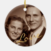 50e gouden Jubileum, 2-zijdig 2-fotogoud Keramisch Ornament (Achterkant)