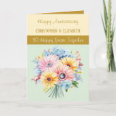 50e Gouden Jubileum Bloemen Groen Kaart (Voorkant)