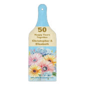 50e gouden jubileum bloemenblauw snijplank (Voorkant)
