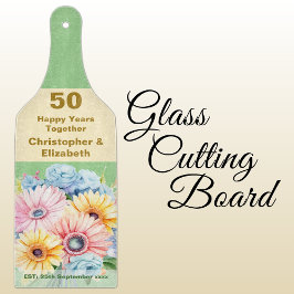 50e gouden jubileum bloemengroen snijplank