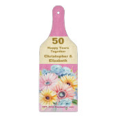 50e gouden jubileum bloemenroze snijplank (Voorkant)