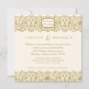 50e Gouden Jubileum Crème Art Deco met foto Kaart