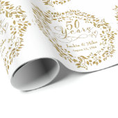 50e Gouden Jubileum Gepersonaliseerd Goud Wit Cadeaupapier (Rol Hoek)