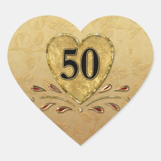 50e gouden Jubileum hart Sticker (Voorkant)
