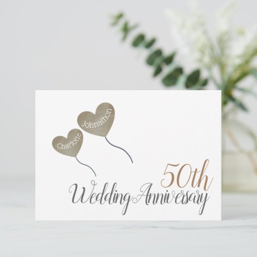 50e gouden jubileum hartballon bedankt (Staand voorkant)