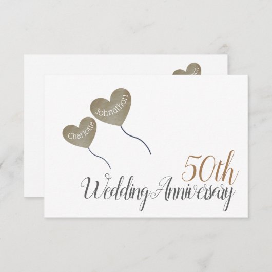 50e gouden jubileum hartballon bedankt (Voorkant / Achterkant)