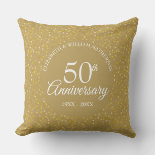 50e Gouden Jubileum Liefdesharten Confetti Kussen